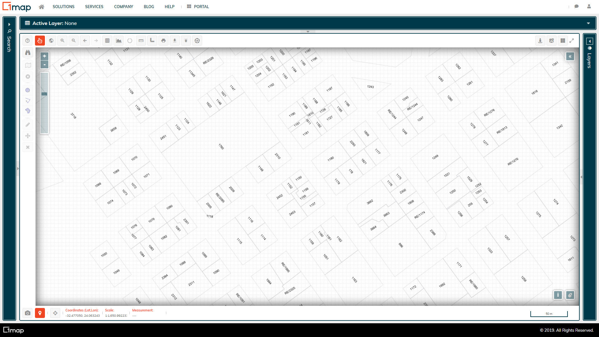 A screenshot of the 1map Erven layer.