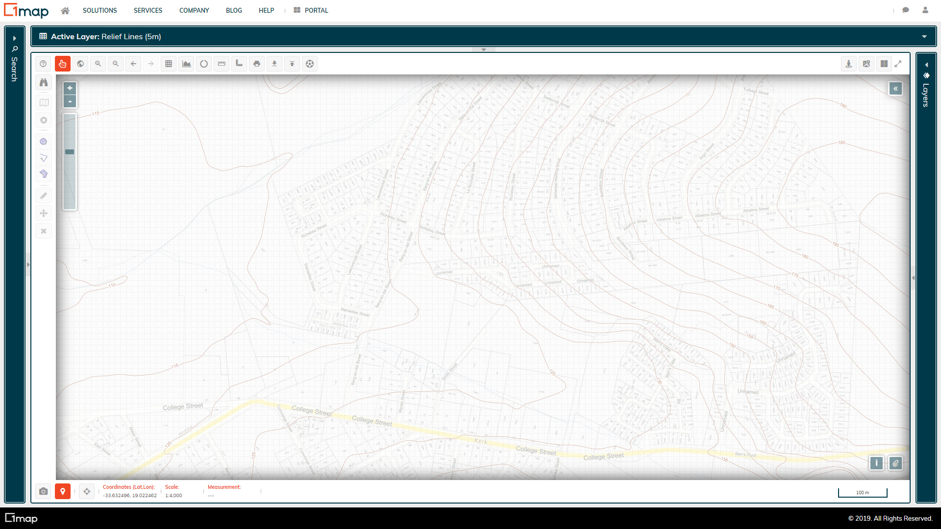 A screenshot of the NGI Contours (5m) layer.