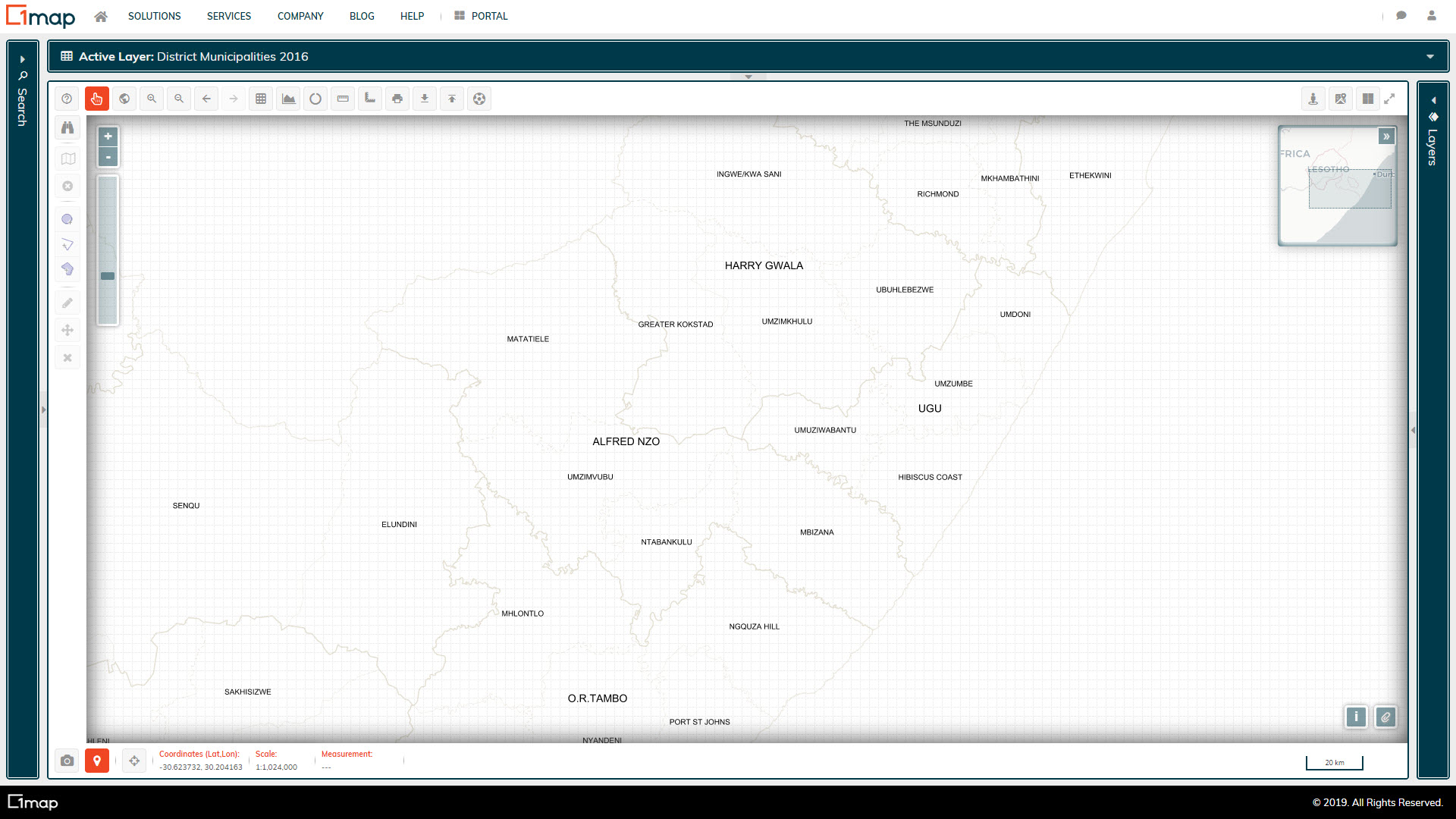 A screenshot of the Municipalities 2016 layer.